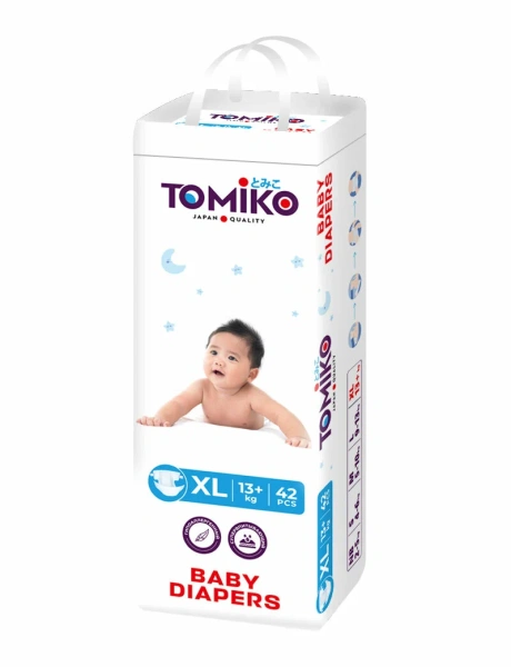 ПОДГУЗНИКИ ДЕТСКИЕ XL (13+ КГ) 42 ШТ. TOMIKO PREMIUM SOFT